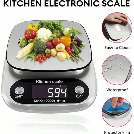 Balance de cuisine numérique en acier inoxydable de haute précision, balance alimentaire électronique pour la pâtisserie, le café, l'usage postal et domestique, 10kg (1/4)