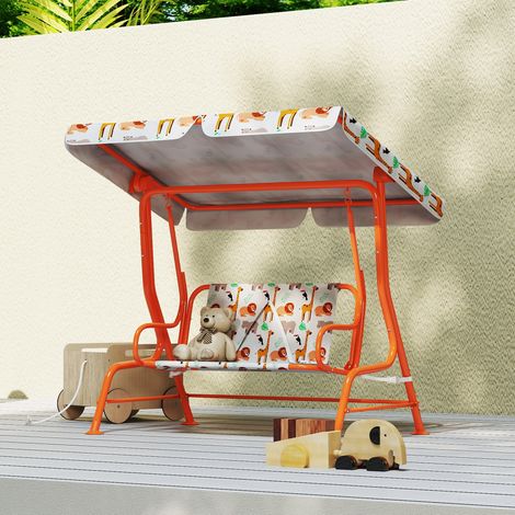 Balançoire pour enfants de jardin 2 places 112x75x120cm orange (1/5)