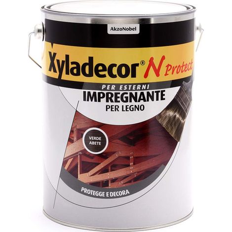 Xyladecor N PROTECT Fondo Impregnante per Legno Esterno a base solvente, Protettivo e Decorativo, Pronto Uso, colore VERDE ABETE 5L, 5 L (1/3)