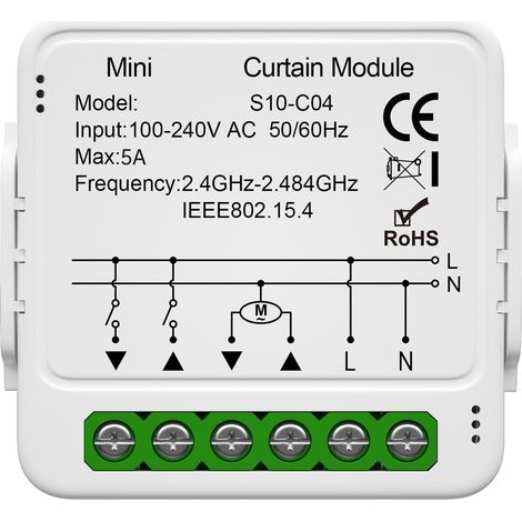 Module de commutateur de rideau Intelligent, appareil domestique Intelligent, volet roulant, application de contrôle, fonction de minuterie et partage de groupe (1/5)