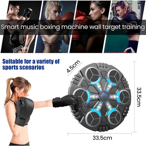 Machine De Boxe Musicale Murale 2025 – 8 Cibles, Bluetooth, Comptage Intelligent, 9 Vitesses, Avec Gants, ABS