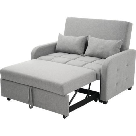 Divano letto pieghevole multifunzione grigio in tessuto con schienale regolabile (1/5)