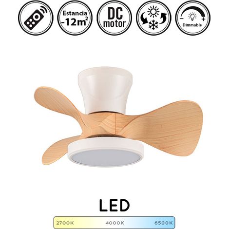 Ventilador de techo con luz silencioso DC con mando Moll blanco madera 56 cm invierno-verano color luz regulable (1/4)