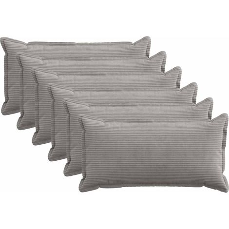 Irovami Lot de 6 housses de coussin, gris clair, velours côtelé, 40x80 cm (1/5)