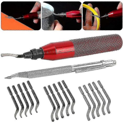 Kit d'ébavurage pour métaux, comprenant un outil de coupe et un arrache-bavures manuel, de qualité professionnelle, pour bois, plastique et aluminium. (1/4)