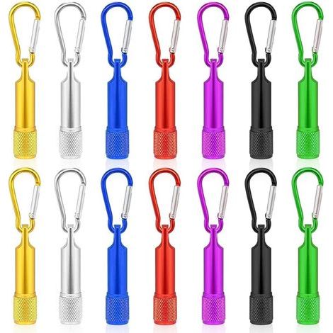 Juego de 14 mini linternas, mini linterna LED, linterna LED portátil, mini linterna LED multifuncional, ultrabrillante para acampar, leer, andar en bicicleta y hacer barbacoas. (1/5)