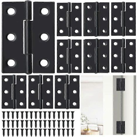 24 charnières de porte, charnières invisibles, 34-55 mm, charnières plates, charnières noires, charnières amovibles pour portes de placard, charnières à billes avec vis pour meubles (1/5)