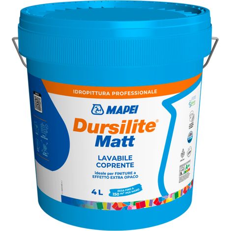Idropittura lavabile mapei dursilite matt bianco 4 lt opaca