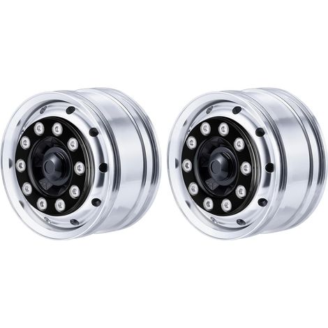 Lot de 2 moyeux de roue avant en métal pour remorque 1:14 - Accessoires de voiture - Noir (1/5)