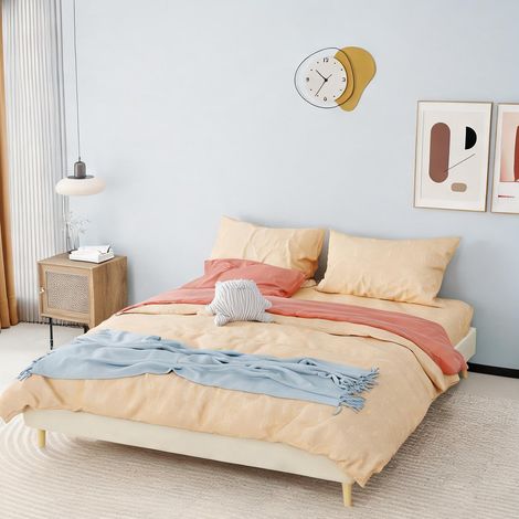 Tête de lit beige en tissu métal 200 x 160 x 14 cm (1/5)
