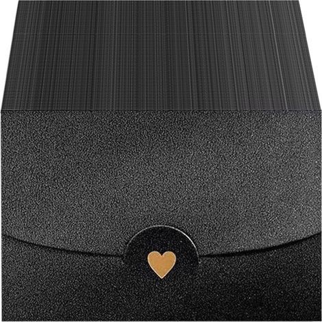50 mini enveloppes pour cartes cadeaux avec fermoir en forme de cœur, idéales pour les invitations de mariage et autres cartes d'invitation, enveloppes noires en papier. (1/5)