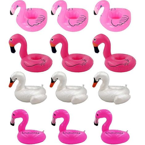 Lot de 12 porte-gobelets gonflables pour piscine, flotteurs et sous-verres pour s'amuser dans l'eau lors de fêtes aquatiques - Style 5 (1/5)