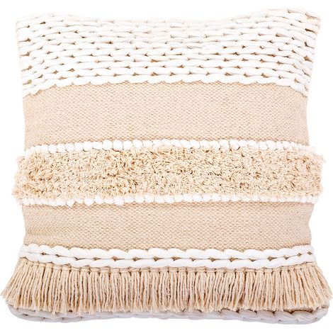Cuscino in stile boho Bali - Copertura e riempimento inclusi - Hecate Bianco