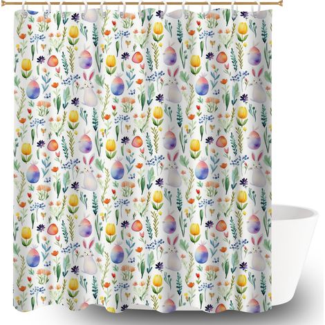 Kit rideau de douche en polyester 180x180 décoratif protection douche pour solution pour angle difficile (1/5)