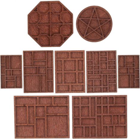 Plateau de présentation en bois pour cristaux et pierres porte-bijoux coquillage à compartiments multiples marron clair lot de 6 (1/5)