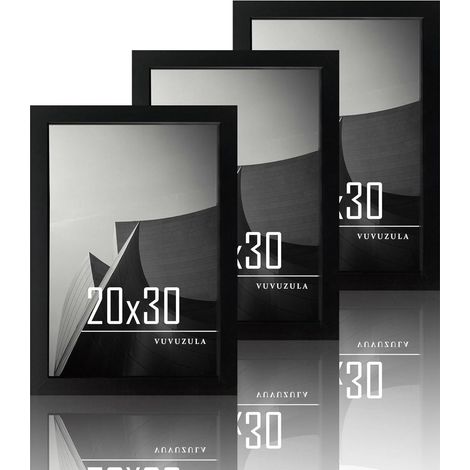Bilderrahmen 20x30cm Schwarz Holz Fotorahmen 3er Set MDF Rahmen (1/5)