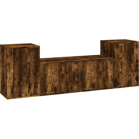Maison Exclusive - 3-tlg. TV-Schrank-Set Räuchereiche Holzwerksto