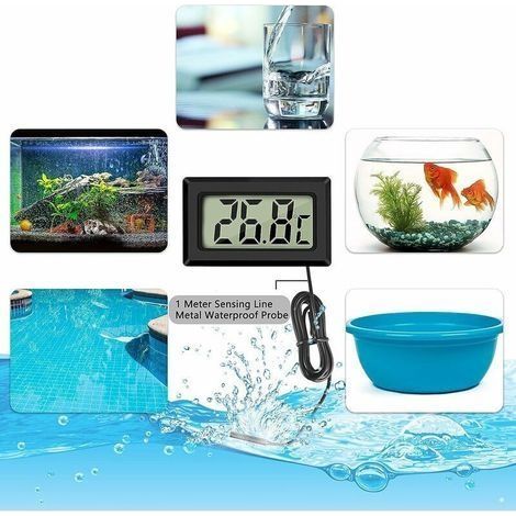 Mini-Digital-LCD-Thermometer mit Temperaturfühler, Guazhuni (2x Schwarz, 2x Weiß) (1/4)