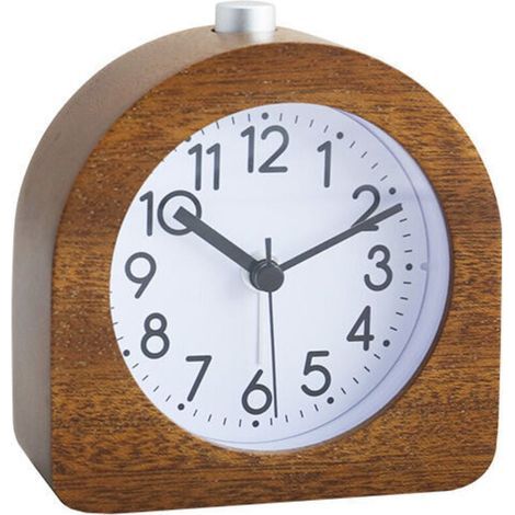 Alarm clock with light, silent alarm clock, audible alarm clock, silent retro desk clock in solid wood, 96x44x101mm (1/5)