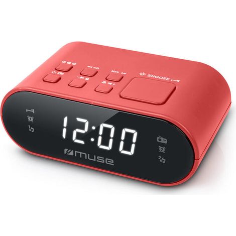 MUSE M-10 ROJO RADIO DESPERTADOR FM CON ALTAVOZ INTEGRADO