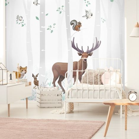 Papier peint panoramique - Balade en Forêt - Multicolore - intissé : 150g/m² - 5 lés : 240x270cm (1/5)