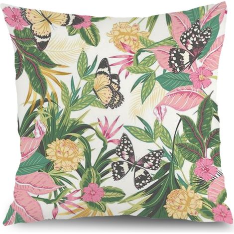 Housse de coussin floral jardin, décoration canapé-lit extérieur,50×50cm (1/5)