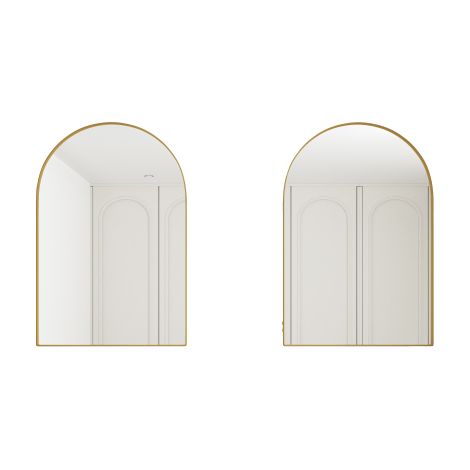 Armoire Miroir Arquée Élégante avec Cadre Métallique Dorée , Étagères Ajustables Idéale pour Salle de Bain