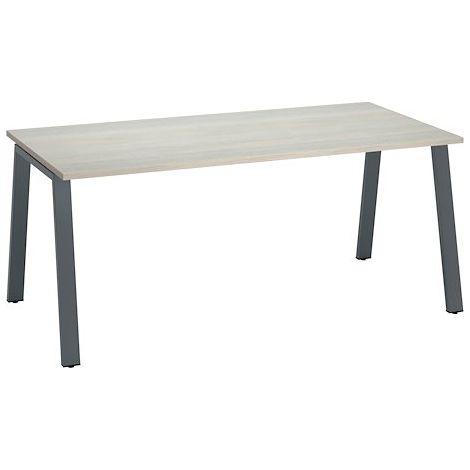 Bureau droit individuel chêne clair 180 x 80 cm, piétement métal anthracite - Arch - Maxiburo