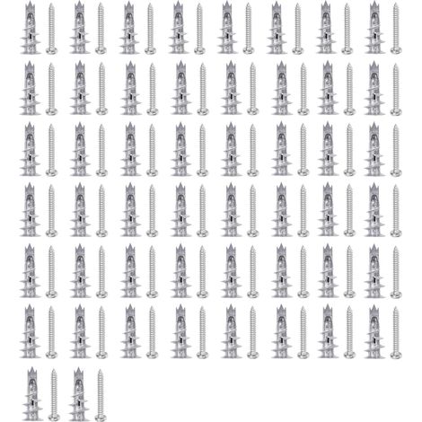 50 Pièces Chevilles Autoperceuses pour Plaque de Plâtre avec 50 Vis, Construction en Acier Zingué, Design Autotaraudeur, Résistant à la Corrosion pour Béton, Panneau de Gypse, Maçonnerie (50, Argenté) (1/5)