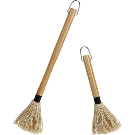 Set di 2 pennelli per barbecue con manici in legno, pennello per ungere con olio barbecue per grigliare, marinare e cuocere al forno, accessori per barbecue per grigliare e arrostire (1/5)