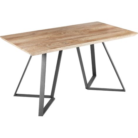 Table à Manger avec Pieds en Métal Noir 140 x 80 cm en MDF Bois Clair Upton