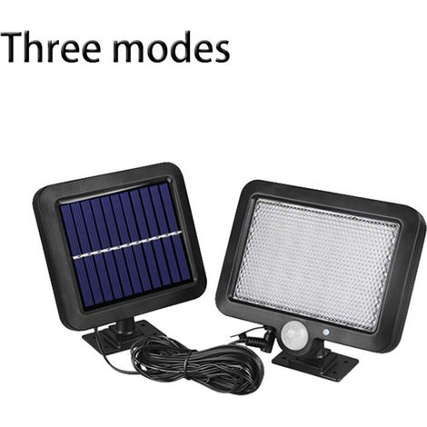 Lampe solaire extérieure 56 LED avec détecteur de mouvement, éclairage solaire pour jardin et garage, kit avec panneau séparé (1/5)