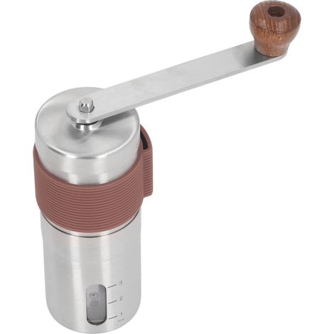 Moulin à café manuel portable en acier inoxydable avec meule céramique mini broyeur de grains de café pour camping cuisine bureau marron (1/5)