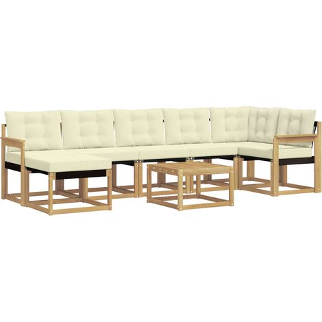 Outdoor Sofa Set 8 pcs White and Cream vidaXL