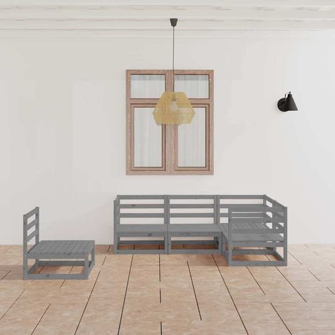 vidaXL Muebles de jardín 5 piezas gris madera de pino maciza (1/5)