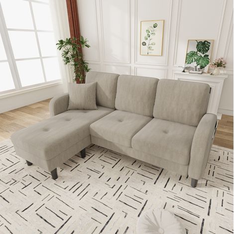 Ecksofa 3-Sitzer mit verstellbarer Chaiselongue, 166 x 118 x 77 cm, braun-grau HAVRYA (1/5)