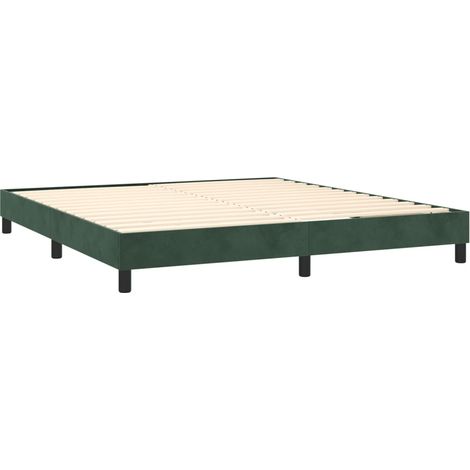 Somier de láminas sobre patas estructura de cama 160x200 cm tela terciopelo verde oscuro TDL0206881