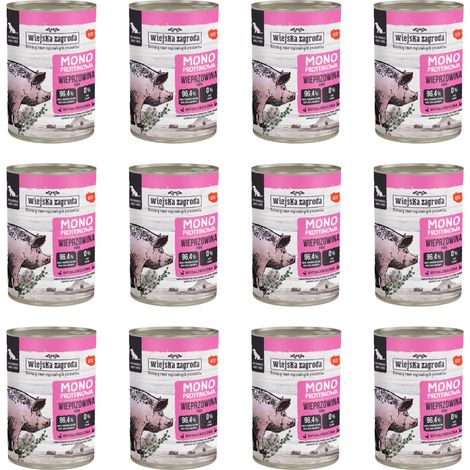 Comida húmeda para perros Wiejska Zagroda Monoproteína Cerdo 12x400g (1/4)