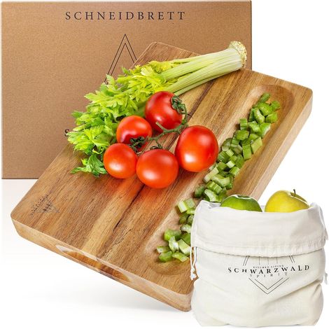 Planche à Découper Professionnelle XXL - Billot en Bois Massif pour Viande,Charcuterie,Légumes,Fruits avec Rainures à Jus (1/5)