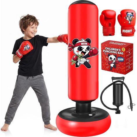 Sac de Frappe Enfant, 130cm Sac de Boxe Gonflable Punching Ball (1/5)