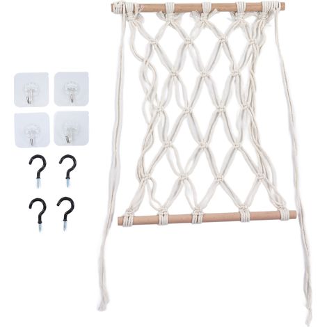 Hamac suspendu en pur coton blanc, style nordique, fait main, 40 cm de long, avec crochet, idéal pour la cuisine. (1/5)