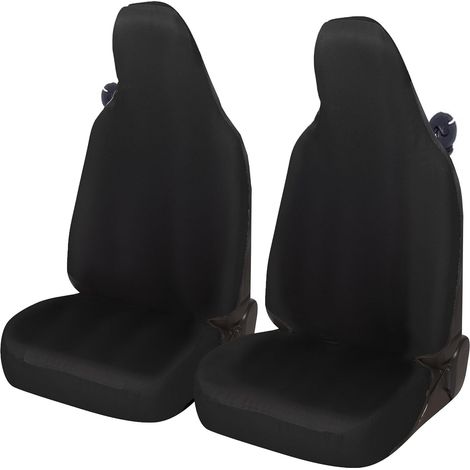 Lupex Shop – Coprisedili auto universali, compatibili per, per Smart, coppia anteriore, NO LOGO, in policotone, colore intero Nero