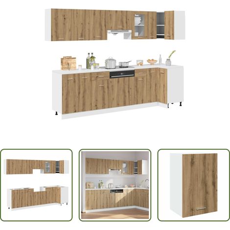 vidaXL Armoires cuisine - Ensemble de 11 meubles de cuisine "Lyon" en chêne artisanal (1/5)