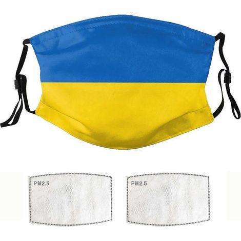 2er-Pack Ukraine-Flagge-Masken, Staubschutz, wiederverwendbare Gesichtsmasken, Schutzabdeckung-1