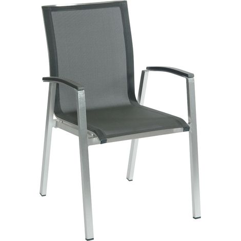 Inko Stapelsessel Ancona Stapelstuhl Alu gebürstet/Textilene dark grey 56,5x63x89cm (1/5)