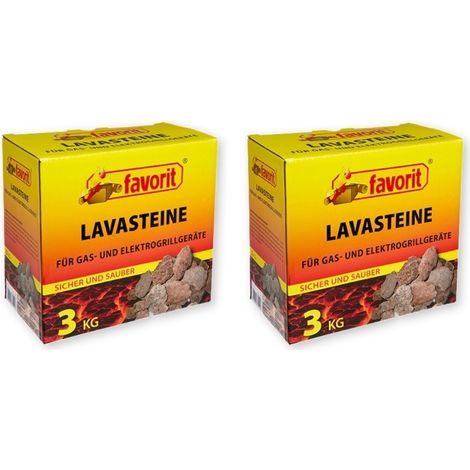 FAVORIT 2er Set Lavasteine – für Gas- und Elektrogrill (2 x 3kg Karton)