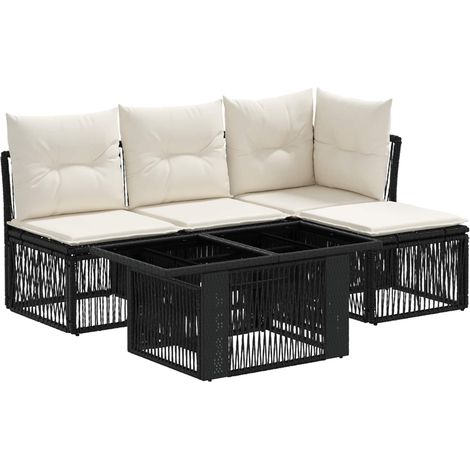 Conjunto de sofás de jardín 5 uds. Negro ratán sintético vidaXL (1/5)