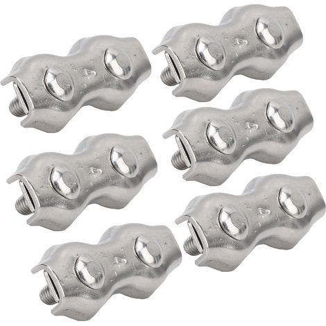 Satz mit 6 Edelstahl-Duplex-Kabelklemmen mit 2 Stiften für M4-Drahtseil (1/5)