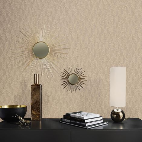 Papier peint doré à motif chic pour salon | Tapisserie moderne or à motif pour chambre adulte | Papier peint or chanbre & salon (1/2)