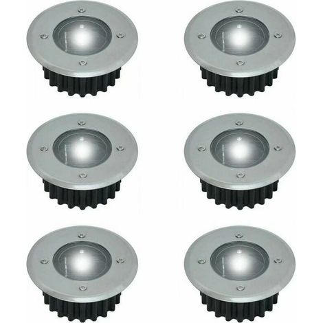 Lot De 6 Spots Led Solaires Encastrables Au Sol - Ronds - Diamètre : 85 Mm - Extérieur Résistant Au Piétement - Façade En Acier Inoxydable - 6 Lampes Solaires - Ip44,Hanbing (1/5)